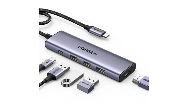 HUB Ugreen CM511 15597 5in1 USB-C - USB-C PD / HDMI / 3x USB-A 3.0 - gray