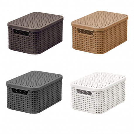 Korv kaanega Curver Rattan Style S kreemjas