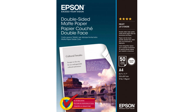 Epson Double-Sided Matte Paper -kaksipuoleinen mattapaperi, A4, 50 arkkia