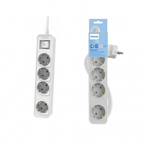 Power strip PHILIPS extension cord 4 sockets 3m 10A white