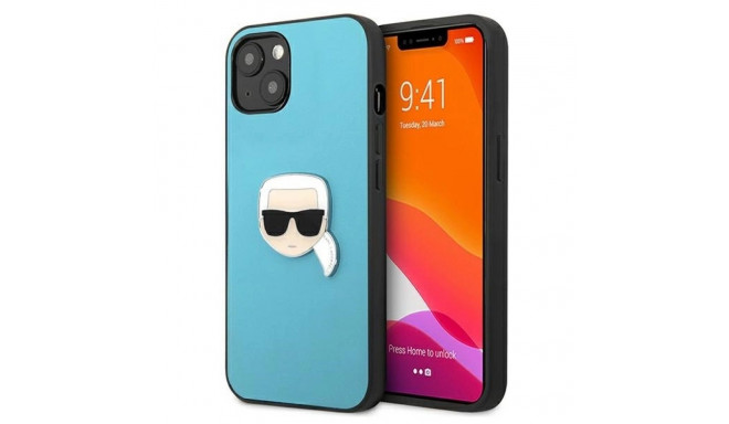 Karl Lagerfeld KLHCP13SPKMB iPhone 13 mini 5,4" niebieski/blue hardcase Leather Ikonik Karl`s Head M