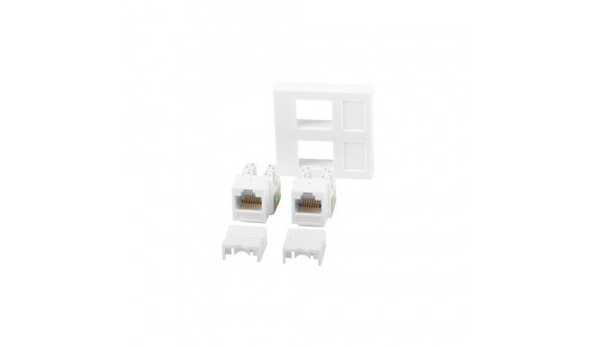 WALL SOCKET 2X RJ45 45X45 + KEYSTONE 2X CAT.6 UTP WHITE LANBERG