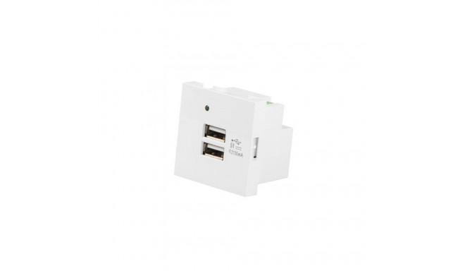 AC WALL SOCKET 230V 45X45 5V 2X USB-A 2.1A WHITE LANBERG