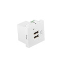 AC WALL SOCKET 230V 45X45 5V 2X USB-A 2.1A WHITE LANBERG