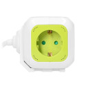 Pikendusjuhe Kuubik 4-kordne (Schuko) koos laadijaga 2xUSB 1,4m laimiroheline