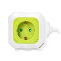 Pikendusjuhe Kuubik 4-kordne (Schuko) koos laadijaga 2xUSB 1,4m laimiroheline