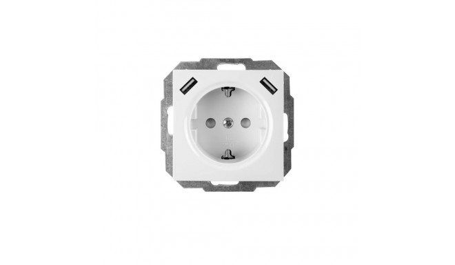 SOCKET+2USB WHITE