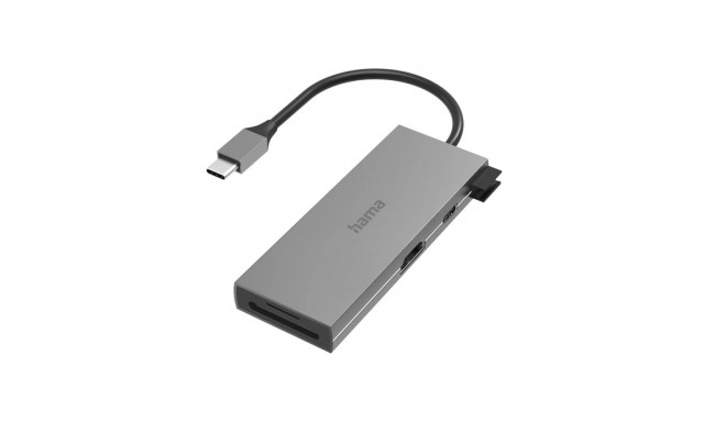 Hama 00200110 USB-C Hub, Multiport, 6 Ports, 2 x USB-A, USB-C, HDMI, SD, microSD