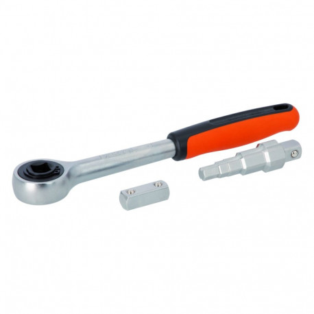 Bahco radiator valve ratchet set – 3 pcs stepped key sizes 3/8" to 1", 1/2" square drive, chrome pla