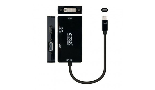 USB-C to VGA/HDMI/DVI Adapter NANOCABLE 10.16.4301-BK (10 cm) Black 10 cm