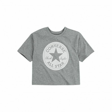 Child's Short Sleeve T-Shirt Converse  Chuck Patch Boxy Grey - 5-6 Years
