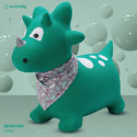 Skoczek gumowy dla dzieci DINO 59 cm zielony z bandaną do skakania z pompką