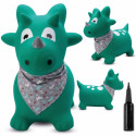 Skoczek gumowy dla dzieci DINO 59 cm zielony z bandaną do skakania z pompką