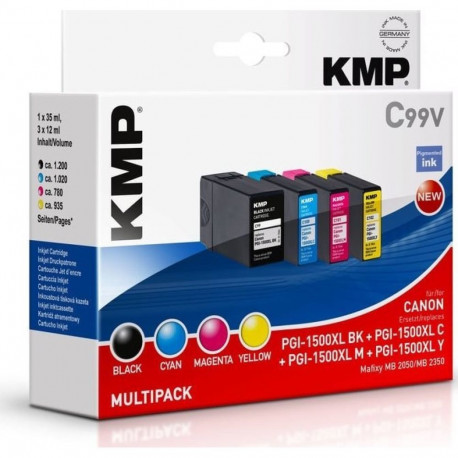 KMP tindikomplekt C99V ühilduv Canon PGI-1500 XL, BK/C/M/Y