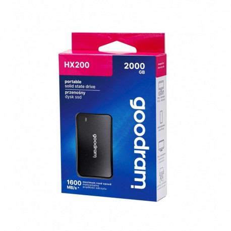 SSD drive HX200 2TB USB-C+A 1600/1500MB/s black