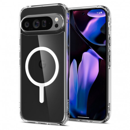 Kaitseümbris Ultra Hybrid (MagFit), Google Pixel 9 Pro, läbipaistev valge MagSafe ringiga, Spigen