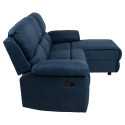 Corner sofa BERIT RC, manual recliner, dark blue