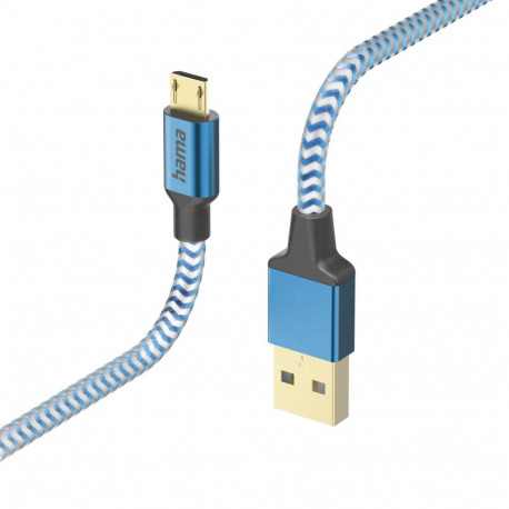 Hama 00201555 Reflective Charging Cable, USB-A - Micro-USB 1.5m Nylon blue