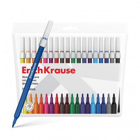Fibre tip pens ErichKrause light 18 colors (in PVC pouch with hanger 18 pcs)