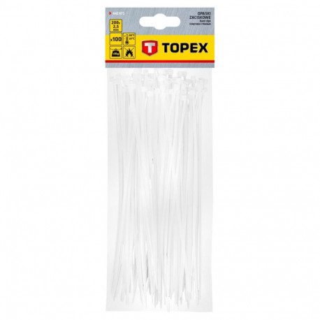 Opaski zaciskowe 2.5 x 200 mm, 100 szt., białe (5 tk.)