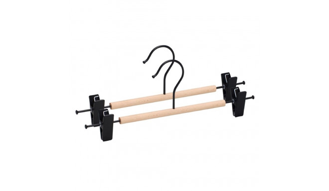 METAL HANGER WOOD ROUND BAR BLACK 2PCS