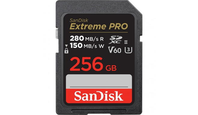 SanDisk Extreme PRO 256GB V60 UHS-II SD cards 280/150MB/s V60 C10 UHS-II EAN: 619659202149