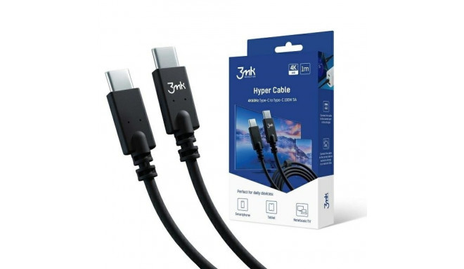 3MK Hyper Cable USB-C/USB-C 4K 60Hz black cable 1m 100W