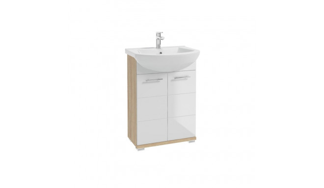 CABINET WASHBASIN BARI D60 WHITE/WOOD