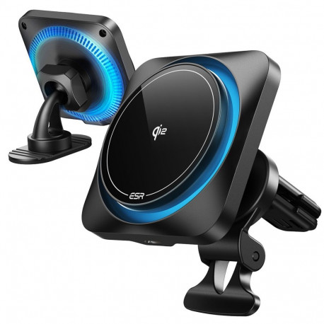 ESR HALOLOCK CRYOBOOST MAGNETIC MAGSAFE DASHBOARD & VENT CAR MOUNT WIRELESS CHARGER QI2 15W FROSTED