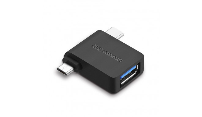 Ugreen 2в1 Адаптер Micro USB Мужской + USB Type C Мужской на USB 3.0 Женский Черный