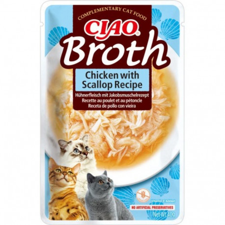 INABA Ciao Broth kana ja kammkarp kassimaius 40g