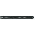 Intellinet Patch Panel, Cat6, FTP, 24-Port, 1U, Shielded, 90° Top-Entry Punch-Down Blocks, Black