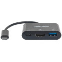 Manhattan USB-C Dock/Hub, Ports (x3): HDMI, USB-A and USB-C, 5 Gbps (USB 3.2 Gen1 aka USB 3.0), With