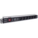 Intellinet 19" 1.5U Rackmount 6-Way Power Strip - German Type", With On/Off Switch and Surge Protect