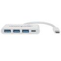 Manhattan USB-C Dock/Hub, Ports (x4): USB-A (x3) and USB-C, 5 Gbps (USB 3.2 Gen1 aka USB 3.0), With 