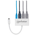 Manhattan USB-C Dock/Hub, Ports (x4): USB-A (x3) and USB-C, 5 Gbps (USB 3.2 Gen1 aka USB 3.0), With 