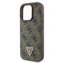 Guess Leather 4G Triangle Strass MagSafe Case for iPhone 16 Pro - Brown