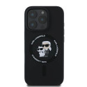 Karl Lagerfeld Silicone Karl&Choupette Heads Ring MagSafe Case for iPhone 16 Pro - Black