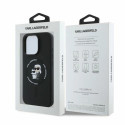 Karl Lagerfeld Silicone Karl&Choupette Heads Ring MagSafe Case for iPhone 16 Pro - Black