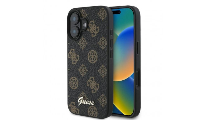 Guess Peony Script MagSafe iPhone 16 Plus Case - Black