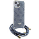 Guess Crossbody Cord 4G Print Case for iPhone 15/14/13 - Blue