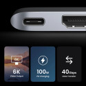 HUB Ugreen CM380 2xUSB C - HDMI/2xUSB 3.0/SD TF/USB C PD - gray