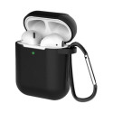 Case for AirPods 2 / AirPods 1 silicone soft cover for headphones + keychain carabiner pendant black