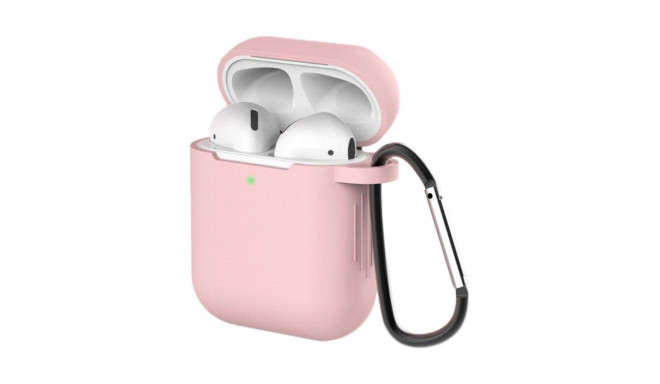 Case for AirPods 2 / AirPods 1 silicone soft case for headphones + keychain carabiner pendant pink (