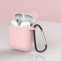 Case for AirPods 2 / AirPods 1 silicone soft case for headphones + keychain carabiner pendant pink (