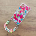 Color Chain Case gel flexible elastic case cover with a chain pendant for Samsung Galaxy S21 5G mult