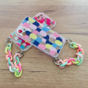 Color Chain Case gel flexible elastic case cover with a chain pendant for Samsung Galaxy S21 5G mult