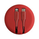 MFi Uniq Halo USB-C / Lightning 18W nylon coiled cable 1.2m - red