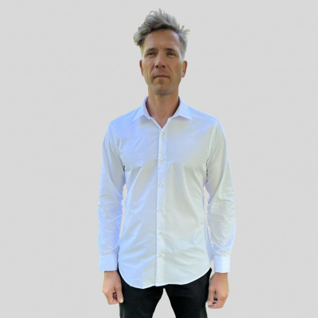 Meeste triiksärk valge, slim fit, L / 42 valged nööbid