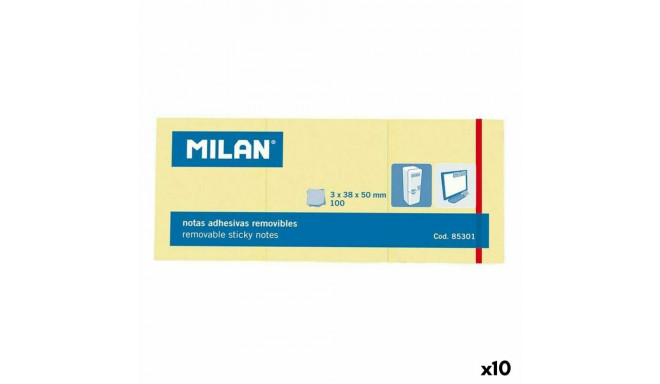 Sticky Notes Milan 3 in 1 Yellow 38 x 50 mm (10 Units)